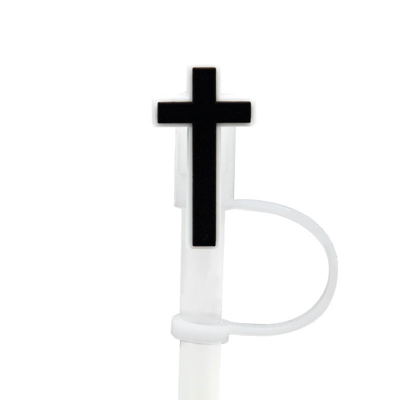 Wholesale of 10pcs God Cross Silicone Dustproof Straw Stoppers